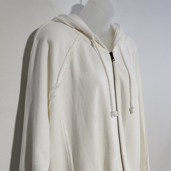 NEW Free People LONG KARA CARDI Full Zip Hoodie Jacket M in White Ecru $128 NWOT - Picture 8 of 11